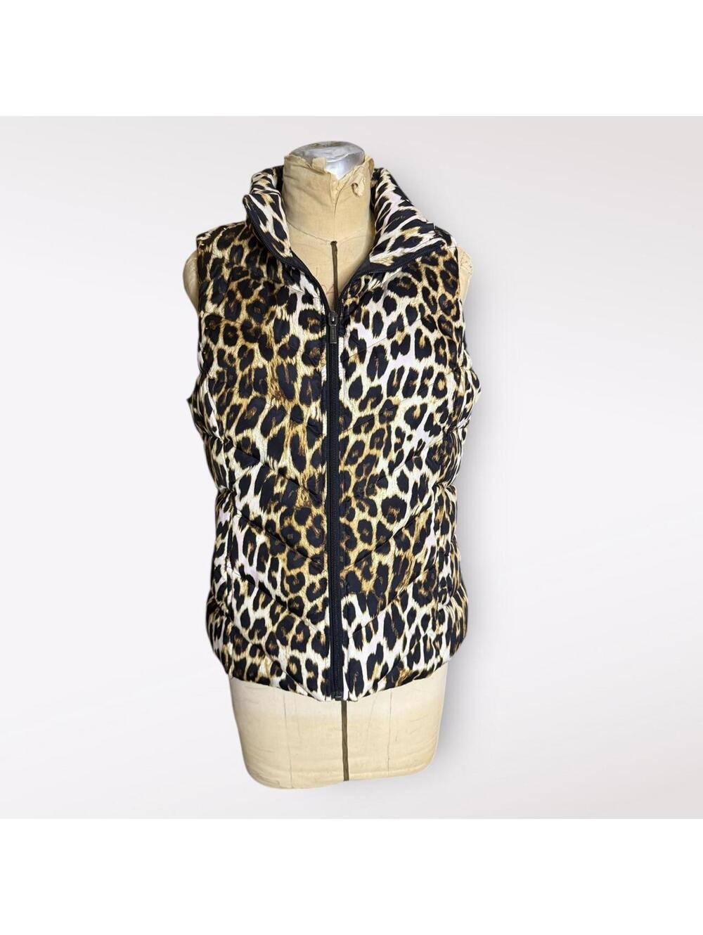 Lands' End Women's Leopard Print Puffer Vest